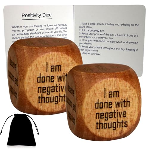 Handgefertigter Holzwürfel mit positiver Affirmation, Motivationswürfel, Würfel mit positiver Affirmation, handgemachtes Geschenk zur positiven Einstellung (2PCS) von HFDHD