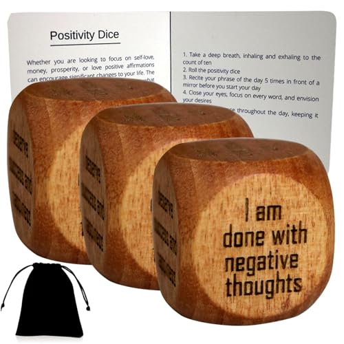 Handgefertigter Holzwürfel mit positiver Affirmation, Motivationswürfel, Würfel mit positiver Affirmation, handgemachtes Geschenk zur positiven Einstellung (3PCS) von HFDHD