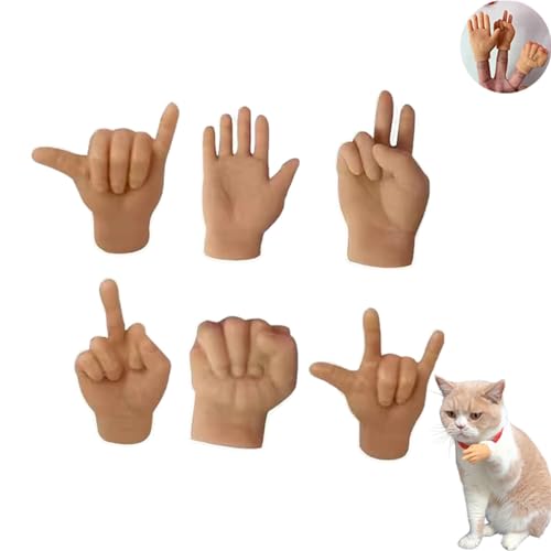 Mini-Hände für Katzen, kleine gekreuzte Hände für Katzen, kleine Fingerhände mit lustigen Gesten, Mini-gekreuzte Hände aus Kunststoff für Katzen (6 Pcs) von HFDHD