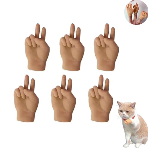 Mini-Hände für Katzen, kleine gekreuzte Hände für Katzen, kleine Fingerhände mit lustigen Gesten, Mini-gekreuzte Hände aus Kunststoff für Katzen (6 Pcs, A) von HFDHD