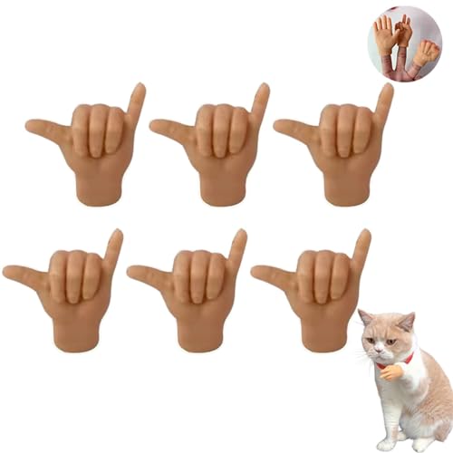 Mini-Hände für Katzen, kleine gekreuzte Hände für Katzen, kleine Fingerhände mit lustigen Gesten, Mini-gekreuzte Hände aus Kunststoff für Katzen (6 Pcs, C) von HFDHD