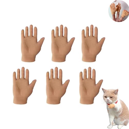 Mini-Hände für Katzen, kleine gekreuzte Hände für Katzen, kleine Fingerhände mit lustigen Gesten, Mini-gekreuzte Hände aus Kunststoff für Katzen (6 Pcs, D) von HFDHD