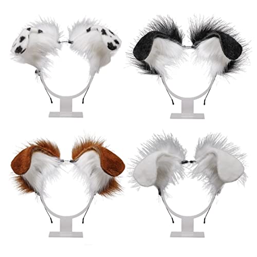 4 Stück Plüsch-Hundeohren Stirnbänder pelzige Tierohren Kopfbedeckung Kawaii Haarreifen für Halloween Cosplay Kopfschmuck von HFFYYQ