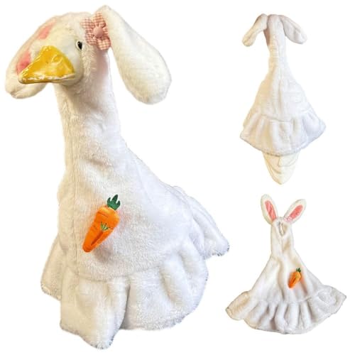 Ostergans-Outfit, Gänse-Kleidung für 58,4 cm hohe Zement- oder Kunststoff-Gans-Kleidung, Frühlingsrasen, Veranda, Gänse-Kleidung, weißes Kaninchen-Outfit für Frühling, Ostern, Outdoor, Terrasse, von HFLWYWD