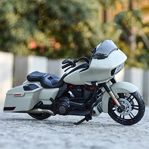 HFMXZHI Motorrad-Modell Für Harley CVO Road Für Glide 2018 Druckgussfahrzeuge Geburtstagsgeschenk Kinderspielzeug Autosammlung 1/18(Grey White) von HFMXZHI