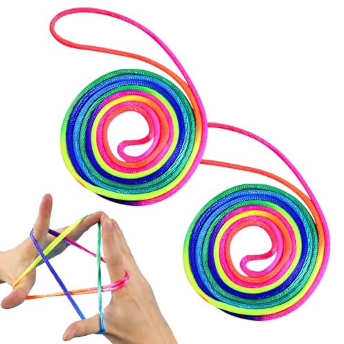 1 Stück Fingertwist Kinder,Finger Twist,Flexible Saiten für Kinder,Rainbow Rope Fingerspiele,Fingerspiel Aways,1.6m x 3 mm Fingertwist,Spiele für Jungen und Mädchen ab 5 Jahren von HFMYGS