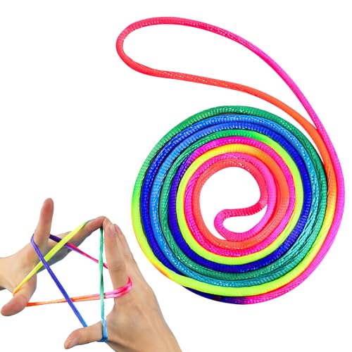 1 Stück Fingertwist Kinder,Finger Twist,Flexible Saiten für Kinder,Rainbow Rope Fingerspiele,Fingerspiel Aways,1.6m x 3 mm Fingertwist,Spiele für Jungen und Mädchen ab 5 Jahren von HFMYGS