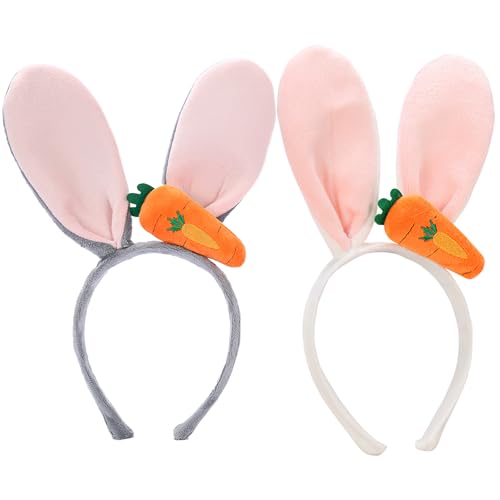 2 Stück Hasenohren Haarreif, Bunny Karotte PlüSch Haarreifen, Hasenohren Haarreif Erwachsene, Osterhasen Ohren, Osterhasen KostüM Erwachsene, Osterhasen HüTe KostüM ZubehöR für Kinder Erwachsene von HFMYGS