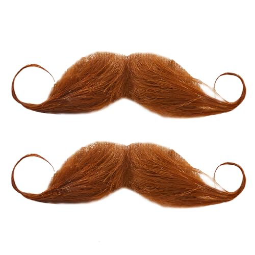 2 Stück Schnurrbart zum Ankleben,Braun Fake Mustache,Funny 80er Braun Oberlippenbart Cosplay Kostüm,Fake Bart,Falscher Bärte,Bärte zum Ankleben,Man Klebebart,für Cosplay-Kostüme Party von HFMYGS