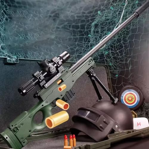 AWM Spielzeugpistole Kinder Toy Sniper Gun mit 32x Verstellbares Teleskop 80 FT Reichweite Spielzeug Schaum Blaster Scharfschützengewehr Manual Auswurf Pistole Gewehr für Geburtstag Geschenk von HGFYE