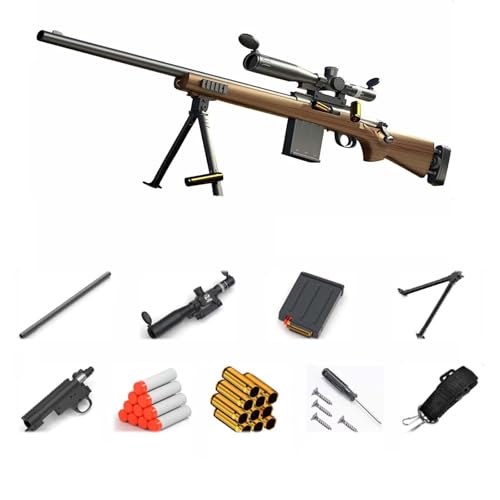 M24 Toyschaumstoff Gun Blaster Pistole Spielzeug Gewehr AWM Soft Bullet Gunshell Auswurf Spielzeug Sniper Gewehr Shell Ejecting Toy Gun Mit Verstellbarem-Lupe Outdoor-Spiele Spielzeugpistole von HGFYE