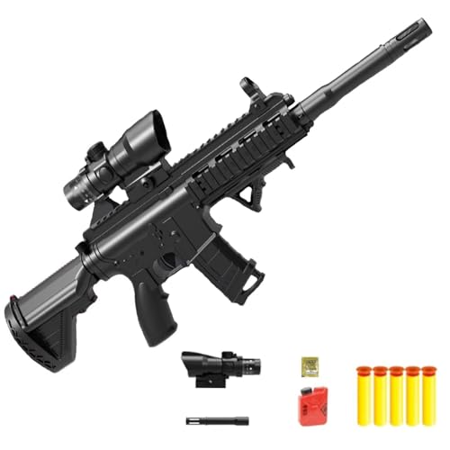 M416 Spielzeug Gewehr Kind Handbuch Auswurf Weichschaum Wasserbomben Dual Mode Gewehr mit Verstellbarer Lupe DIY zusammengebautes Zubehör für Kinder ab 6 Jahren Outdoor-Spielzeug von HGFYE