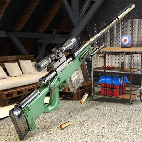 ScharfschüTzengewehr AWM Manual Auswurf Eva Soft Bullet Gun 80 Fuß SchießEn Auf GroßE Distanz Toy mit 32x Verstellbares Teleskop Spielzeug Schaum Blaster 6-12 Jahre Kinder von HGFYE