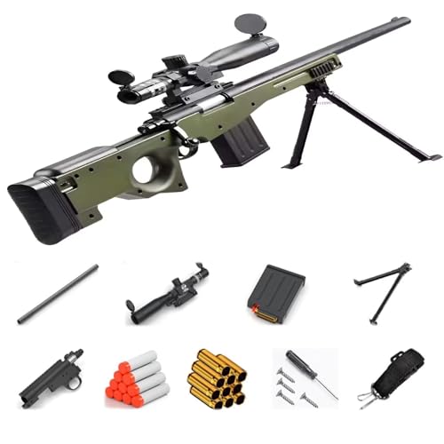 Soft Bullet Gun AWM Shotgun Weiche Schaumstoff-Spielzeugpistole Shell Ejecting Sniper Toy Gun Sniper Toy 111cm Soft Foam Bullet Blaster Toy FüR Kinder Ab 8 Jahren SchießSpiel Spielzeugpistole von HGFYE