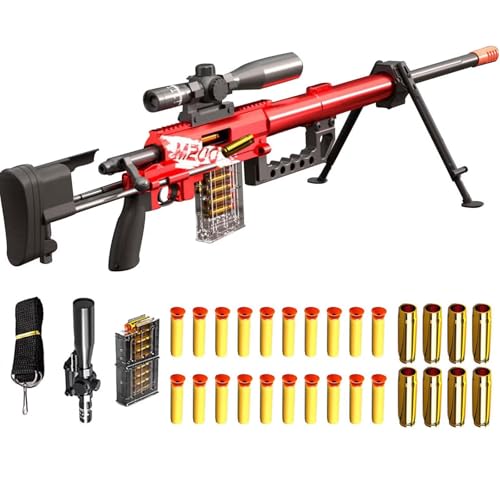 Soft Bullet Guns M200 Manual Shell auswurf Spielzeug Sniper Gewehr mit verstellbare Lupe mit extrem großer Reichweite DIY zusammengebautes Zubehör für Kinder über 7 Jahre für Spiele im Freien von HGFYE