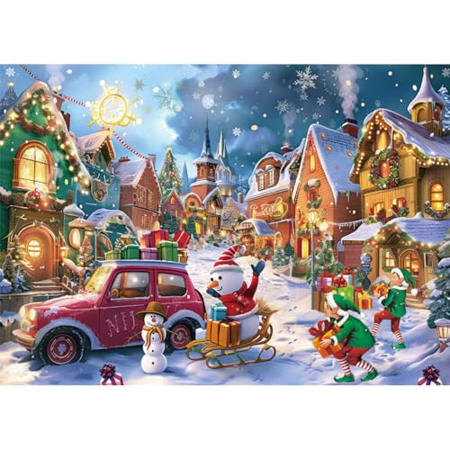 HGLCM 1000-teiliges Weihnachten Puzzle für Erwachsene Kinder, niedliches Hundepuzzle, Frohe Weihnachten, schwierig und herausfordernd, pädagogisch, Stressabbau, Frohe Weihnachten Spielzeugpuzzle von HGLCM