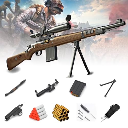 98K Sniper Gewehr Soft Bullet Toy Gun Manual Shell Auswurf 65Ft Long Range Shooting Spielzeugpistole mit 15 Mal verstellbarem Teleskop für Geburtstag Kinder von HGMMFZ