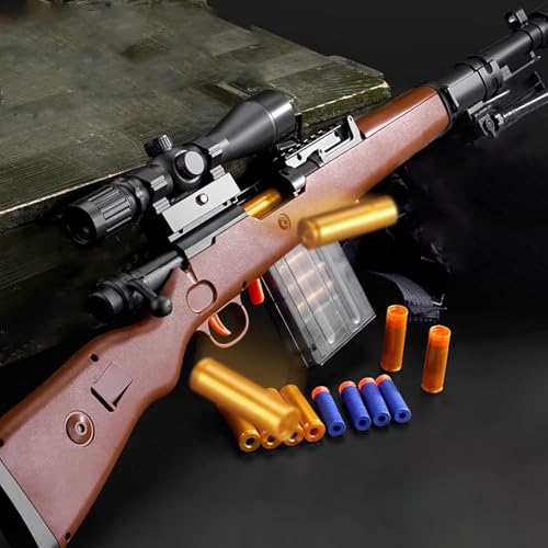 98K Spielzeug Sniper Gewehr Schaumstoff Soft Bullet Manual auswurf Schießen auf große Distanz Toy 15X verstellbares Teleskop Stiller Start Geeignet für Kindergeburtstage von HGMMFZ