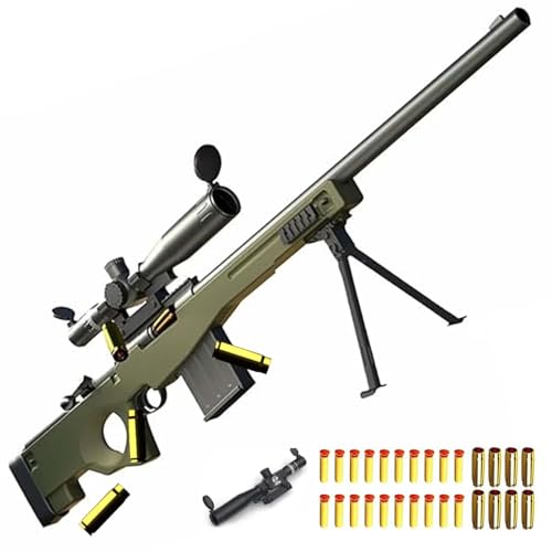 AWM Sniper Gewehr Super Langstreckenschießen Spielzeugpistole Soft Bullet Manueller Magazinauswurf Verstellbare Lupe 43in geeignet für Spiele im Freien Kinder über 6 Jahre von HGMMFZ