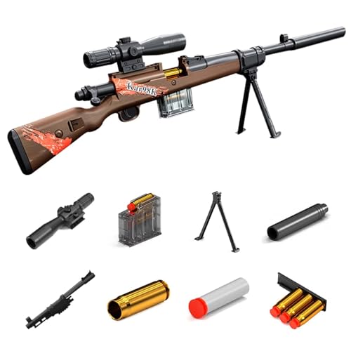 Scharfschützengewehr 98K Manual Shell auswurf Toy Gun 65Ft Long Range Shooting Schaumgeräuschloser Start Gel Gun Weihnachtsgeburtstagsgeschenke für Kinder ab 7 Jahren von HGMMFZ