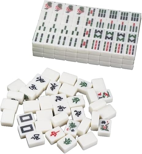 HGOuhK Chinesisches Mahjong-Spielset, kleines tragbares Reise-Unterhaltungs-Mahjong, weiß Chinesisches Mahjong-Spielset mit von HGOuhK