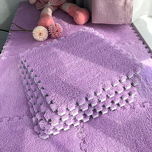 HGOuhKPlüsch-Puzzle-Schaum-Bodenmatte Plüsch-Patchwork-Teppich, 20-teilige ineinandergreifende Schaumstoff-Puzzlematte, weiche, flauschige Fliesenmatte, rutschfeste Klettermatte Ineinandergreifende Te von HGOuhK