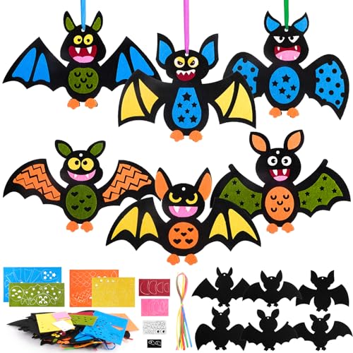 HGRGHH 12 Stück Fledermaus Bastelset Kinder, Moosgummi Bastelset Kinder,Fledermaus Mix Kreative Kunsthandwerk,Saisonale Kreativsets und Halloween Fledermaus Basteln zum Dekorieren für Kinder von HGRGHH