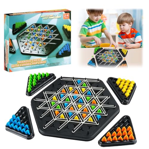 HGRGHH Triggle-Spiel, Interaktives Steckspiel, Triggle Spiel mit Gummibänder, Ketten Dreieck Schachspiel, Dreiecksschachbrett Strategie Brettspiel, Triggle Board Game, für Kinder und Erwachsene von HGRGHH