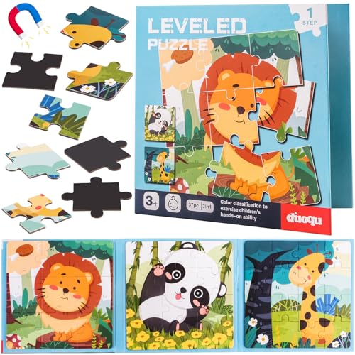 Kinderpuzzle Magnet, 37 Teilige Puzzle Beschäftigung, Magnete Puzzle Buchen für Kinder, Tier Puzzle für Kinder Puzzle ab 3,Reisespiele Roadtrip Flugzeug Lernmagnet-Geschenk für 3 4 5 Kinder von HGRGHH