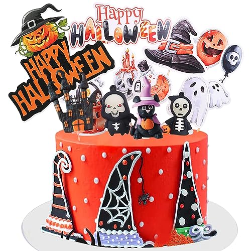 HGSHUO Tortendeko Halloween Kuchen Deko Kürbis Torte Deko Happy Halloween Cake Topper Fledermaus Ghost Kuchendeko Muffin Kuchen Topper Halloween Decoration C von HGSHUO