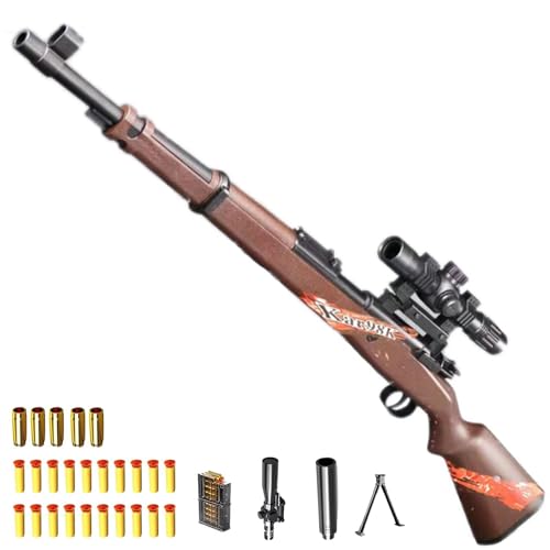 HGWJPZ 98K Spielzeug-Scharfschützengewehr Kinder Schaumstoff-Blaster Manueller Auswurf Weichschaum-Toy Sniper 65ft Range mit 15x verstellbarem Teleskop für Geburtstag Weihnachten Geschenk von HGWJPZ