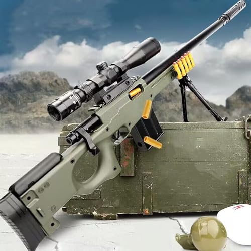 AWM Scharfschützengewehr Kinder Sicherheits Soft Bullet Blaster Pistole Mit 32x verstellbarem Teleskop Manuelles Laden Spielzeugpistole Weihnachten Neujahr Geburtstagsgeschenke Spiele im Freien von HGWJPZ