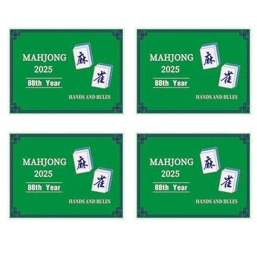 4 Pcs Mahjong-Karten 2025 Nationale Standardregeln und Hände Großdruck 2025 Mahjong-Karten Großformat Karte Freizeitspielregeln für Anfänger: Lernen und beherrschen Sie das Spiel der Mahjong-Karten E von HGWOPGASD