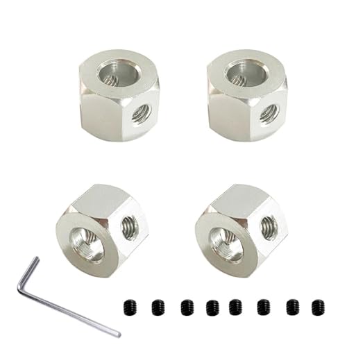 HGtAeW 4 Stück 5 mm bis 12 mm Metall-Kombi-Nabensechskant, kompatibel mit D12 C14 C24 B14 B16 MN D 9 0 D91 RC-Auto, 4 Stück 5 mm bis 1(White) von HGtAeW