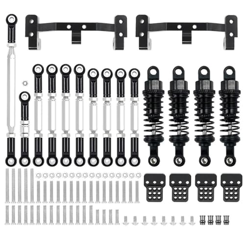 HGtAeW Geeignet for 1 Set Metallchassis Link Spurstange Montage Halterung Stoßdämpfer Kit MN MN99S C14 C24 RC(Black for WPL) von HGtAeW