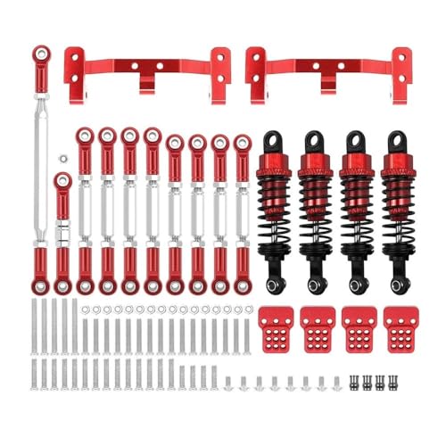 HGtAeW Geeignet for 1 Set Metallchassis Link Spurstange Montage Halterung Stoßdämpfer Kit MN MN99S C14 C24 RC(Red for WPL) von HGtAeW