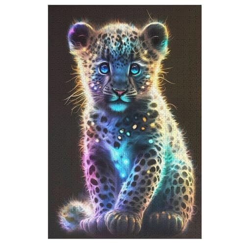 1000-teiliges Puzzles, Leopard -Puzzle Für Erwachsene Kinder,Holzbrettpuzzle,Erwachsenenpuzzles,Geschenke 78×53cm von HHCXX