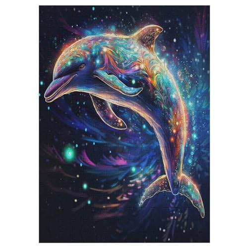 300 Teile Puzzle Für Erwachsene, Delfin -Puzzles, Kinder HolzPuzzle, Kreatives Puzzle, Geschenk Für Freunde Und Familie 42×30cm von HHCXX