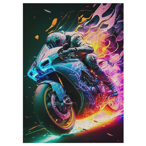 300-teiliges Puzzle Für Erwachsene, Motorrad Holzpuzzle, Gehirn-Herausforderung,Puzzles Spielzeugspiel 42×30cm von HHCXX