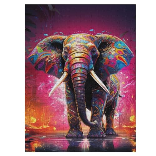 500 Teile Puzzle Für Erwachsene, Elefant -Puzzles, Kinder HolzPuzzle, Kreatives Puzzle, Geschenk Für Freunde Und Familie 55×41cm von HHCXX