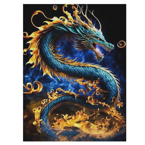 500-teiliges Puzzle Für Erwachsene, Drache Holzpuzzle, Gehirn-Herausforderung,Puzzles Spielzeugspiel 55×41cm von HHCXX