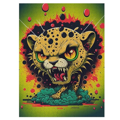 500-teiliges Puzzles, Leopard -Puzzle Für Erwachsene Kinder,Holzbrettpuzzle,Erwachsenenpuzzles,Geschenke 55×41cm von HHCXX