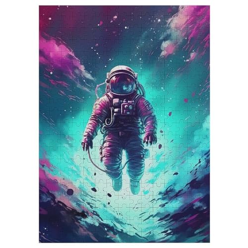 Astronaut Holzpuzzle Für Erwachsene Teenager Stress Abbauen Familien-Puzzlespiel Poster 300-teiliges Puzzle Kinder Lernspiel 42×30cm von HHCXX