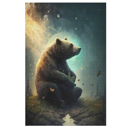 Bär Puzzles 1000 Teile Erwachsener Kniffel Spaß Für Die Ganze Familie, Holzpuzzle Kinder Erwachsene, Impossible Puzzle Schwer 78×53cm von HHCXX