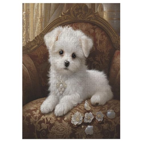 Bichon Frisé Holzpuzzle 300 Teile, Knobelspiele Für Erwachsene, Teenager, Puzzles Unmögliche - Kinder Puzzle Zimmer Deko 42×30cm von HHCXX