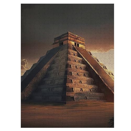 Chichen Itza Puzzle Für Erwachsene 500 Teile Premium Recyceltes Brett Zum Lernen, Lernspielzeug, Familienspiele Kinder Holzpuzzle 55×41cm von HHCXX