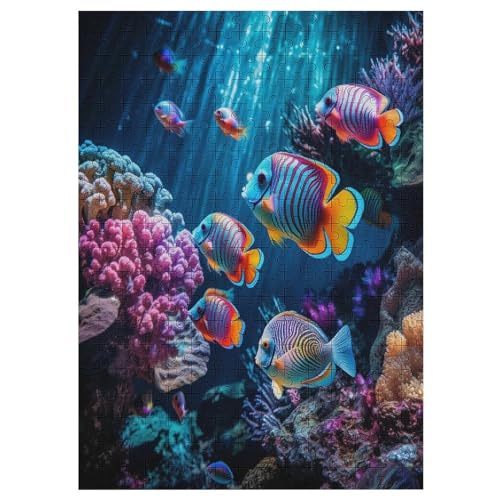 Colorful Fisch Puzzles 300 Teile Erwachsener Kniffel Spaß Für Die Ganze Familie, Holzpuzzle Kinder Erwachsene, Impossible Puzzle Schwer 42×30cm von HHCXX