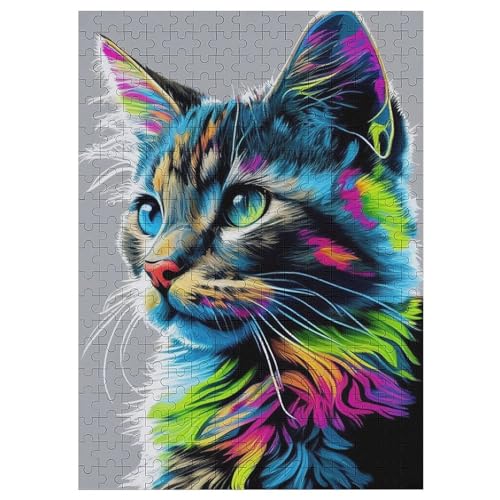 Cute Katze -Puzzle, 300 Teile,Holzpuzzle Für Erwachsene Kinder, Lustiges Spielzeug, Denkspiel, Bildungsspiel, 42×30cm von HHCXX