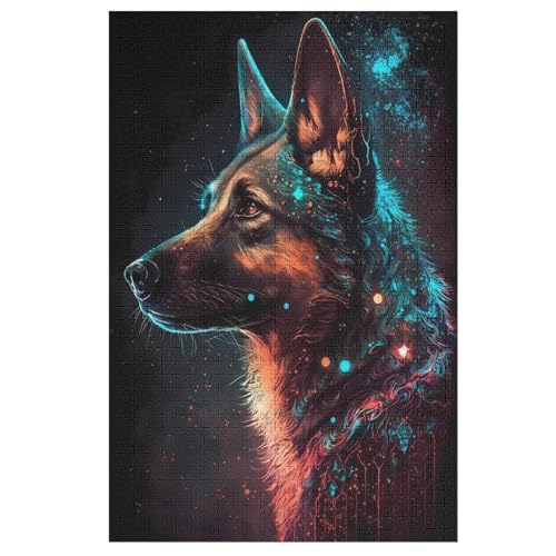 Deutscher Schäferhund Puzzle 1000 Teile, Holzpuzzle Für Erwachsene Kinder, Impossible Puzzles, Geschicklichkeitsspiel Für Die Ganze Familie 78×53cm von HHCXX