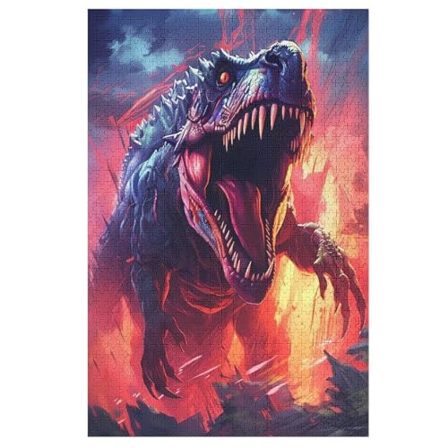 Dinosaurier Holzpuzzle Erwachsene - 1000 Teiliges Jigsaw Knobelspiel - Puzzle Für Erwachsene & Kinder - Outdoor & Reisespielzeug 78×53cm von HHCXX